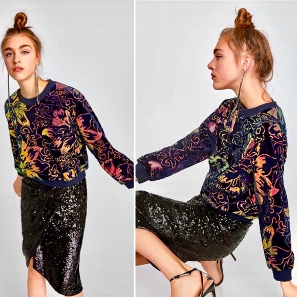 Zara Sweaters - VELVET SWEATER WITH SEQUINS ✨